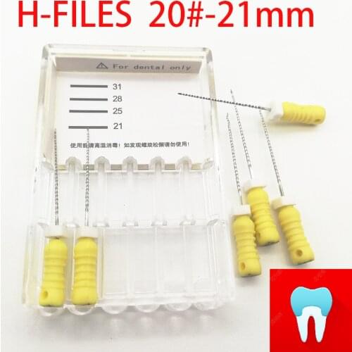 6pcs 20#-21mm Dental H Files Root Canal Dentist Materials Dentistry Instruments Hand Use Stainless Steel H Files