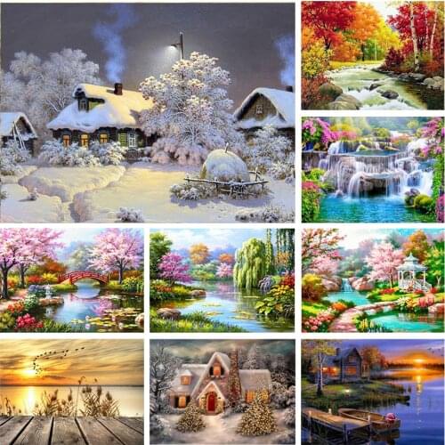 5D Diamond Painting Landscape Sunset Sea View Square/Round Embroidery Cross Stitch Kit Painting Mosaic DIY Home Decoration Gift