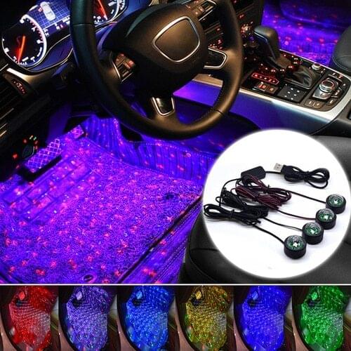 Car lights Atmosphere Lamp bulb Multicolor LED Strip Light USB Decorative Light 4in1 Car Atmosphere Light auto Car Accessories