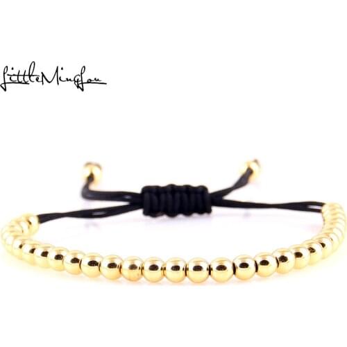 Little MingLou Fashion High Quality Brand 4mm Copper Round Beads Braided Macrame Men Bracelets & Bangles For Women Jewelry Gift