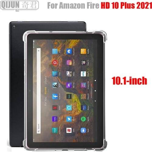 Tablet case for Amazon Kindle Fire HD 10 2021 Plus Silicone soft shell Airbag cover Transparent protection Ebook TPU Convenient