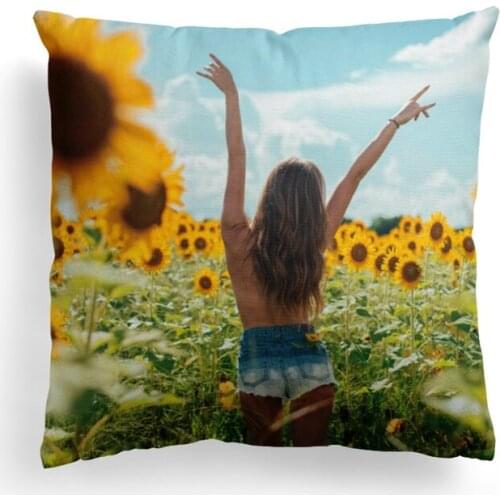 Cheap customize 3d printing sunflower square 40x40 comfort cotton pillowcase