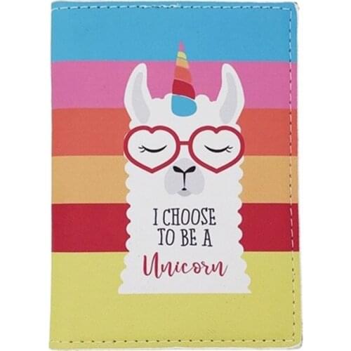 Children Alpaca Pattern Leather Passport Cover Wallet Women Travel Passport Holder with ID Card Holder for Kids