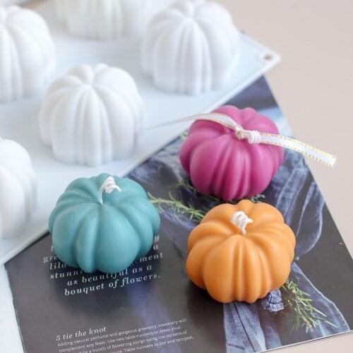 1pcs 3D Mini Pumpkin Shape Candle Silicone Mold for Resin Soap Polymer Clay Plaster Handcraft Mould Halloween Home Decoration