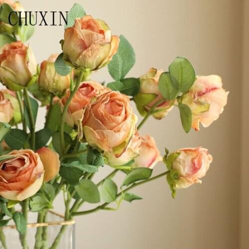 Artificial flowers DIY wedding gift rose bouquet hotel office family room table decoration photo props