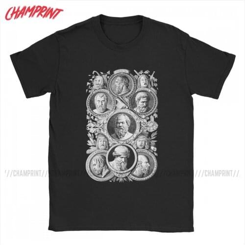 Greek Philosophers Socrates Plato Aristotle T Shirt Men Pure Cotton T-Shirt O Neck Tee Shirt Short Sleeve Clothing Plus Size