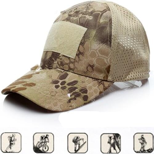 Hiking Caps Adjustable Breathable Mesh Skull Cap Tactical Military Camo Sun Visor Trucker Hat Hunting Baseball Snapback