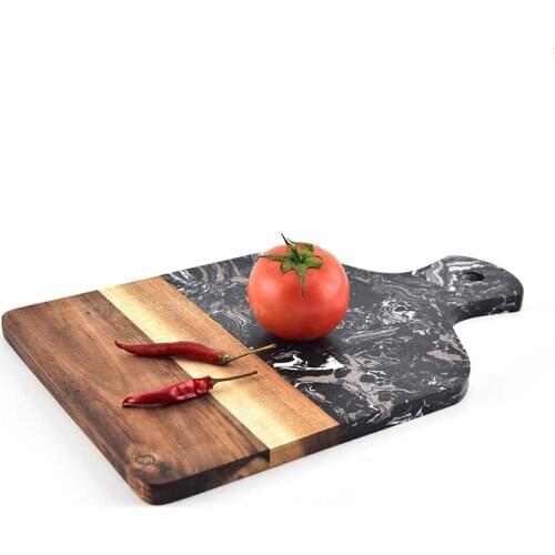 Marble and Acacia Wood Kitchen Chopping Board Cutting Blocks Fruit Bread Cheese Steak Pizza Serving Tray Tableware Dinner Plate