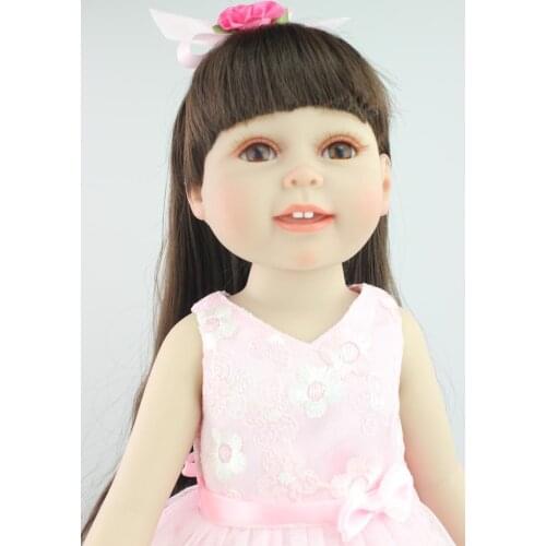 18 Inch Handmade American Doll Full Body Vinyl Silicone Baby reborn Girl Toys Adorable Toddler Newborn Doll Gift