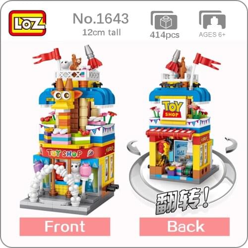 LOZ 1643 City Street Giraffe Animal Toy Shop Store Architecture 3D Model DIY Mini Blocks Bricks Building Toy for Children no Box