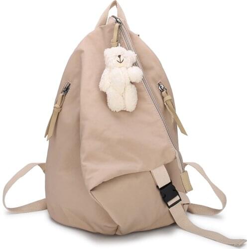 Small Backpack Casual Student Schoolbag Lightweight Folding Women Backpack Simple Travel Backbag Unisex Waterproof Nylon