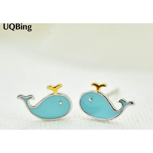 Fashion Whale 925 Sterling Silver Stud Earring Jewelry Pendientes Brincos