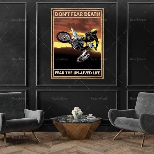 Don't Fear Death, Fear The Unlived Life, Mountain Bike Racing Motivational Poster, Biker Art Print, Female Empowerment Canvas