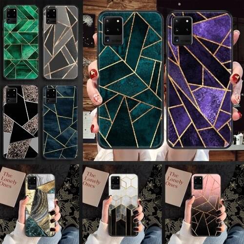 Marble Geometric Art Phone case For Samsung Galaxy Note 4 8 9 10 20 S8 S9 S10 S10E S20 Plus UITRA Ultra black soft bumper luxury