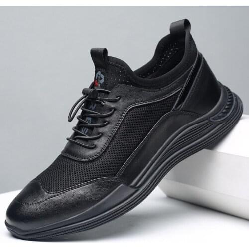 Mens Black Sport Shoes Fashion British Mesh Breathable Casual Comfort Platform Flats Business Summer Leisure Zapatos ERRFC