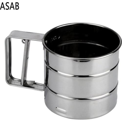Stainless Steel Semi-automatic Hand-held Flour Sieve Baking tools Cake Utensils Cocoa Powder Hand-screened Sugar Mesh Sieve