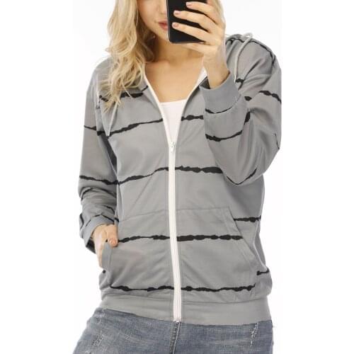 2020 Winter New Ladies Hoodie Fashion Zipper Stripe Printing Long Sleeve Sweatshirt Women Sweatshirt Girls Casual Loose Hoodie