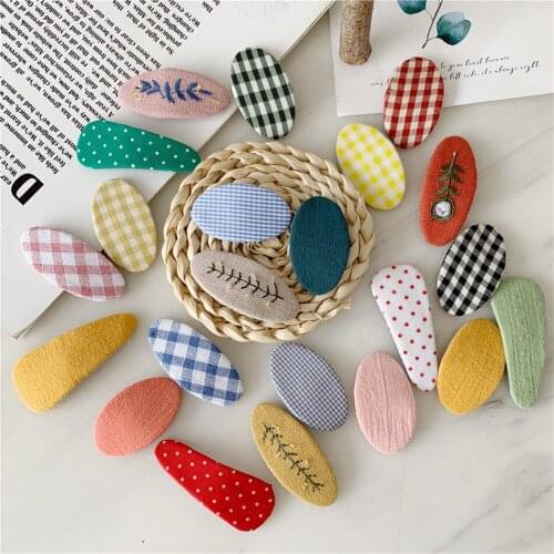 2PCS New Girls Hair Accessories Simple Headdress Knit Ladies Embroidery Hair Clip Barrettes Girls Candy Color Striped Hairpins