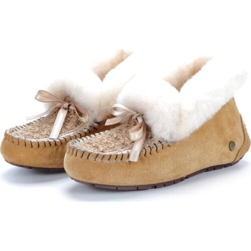 New 100% real wool women flat shoes comfortable winter warm genuine Leather waterproof snow shoes fashion non-slip women shoes