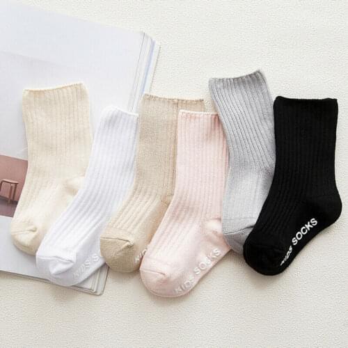 0-4T Anti-slip Socks Childrens Socks Solid Autumn Spring Boy Cotton Socks Newborn Baby Girls 1 piece Infant Socks For Girls New