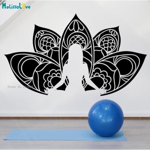 Lotus Shape Yoga Wall Decals Meditaton Home Decor Yoga Studio Namaste Vinyl Art Murals Self-adhesive Gift YT5733