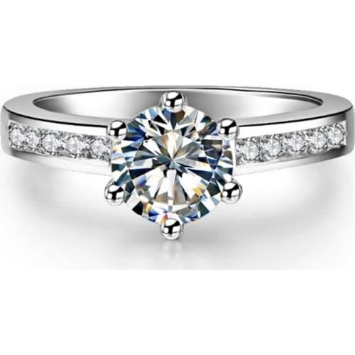 Test Positive 1CT 6.5MM D-E Moissanite Diamond Ring Long-lasting S925 Engagement Jewelry for Women