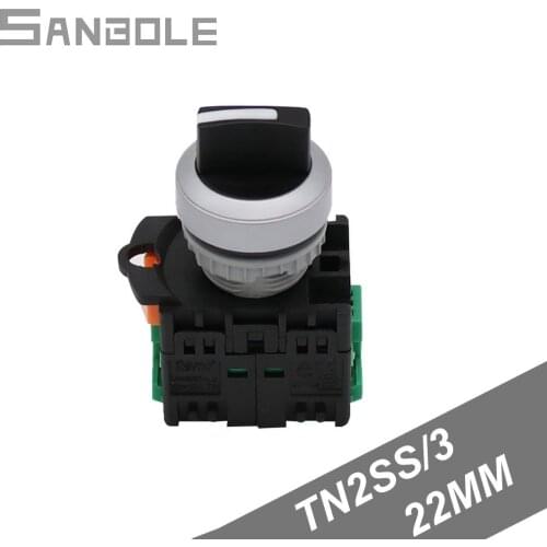 TN2SS/3 Three Positions Black Archives Knob Button Switch 22mm Two Normally Open Rotary switch building block type
