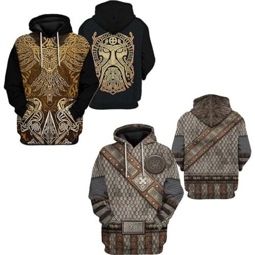 Viking Warriors Legend Sweatshirts Gold Eagle 3D Printed Hoodie Cosplay costume Thin Pullover Hoodies Tops Coat