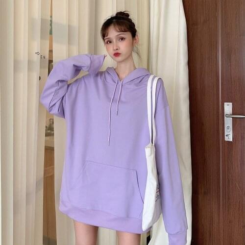 Korean Oversized Hoodie Cotton Sweatshirt Ulzzang New Long Hoodie Women Long Sleeve Female Itself Thin Hooded Coat Bluza Damska