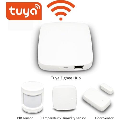 Tuya Zigbee Alarm Kit Smart Home PIR Sensor Door Sensor Temperature&Humidity Sensor Home Automation Scene Security Smartlife