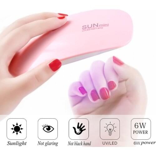 6W Nail Dryer Machine UV LED Lamp Portable Micro USB Cable Home Use Nail UV Gel Varnish Dryer 6 LED Lamp Nail Lamp Tool