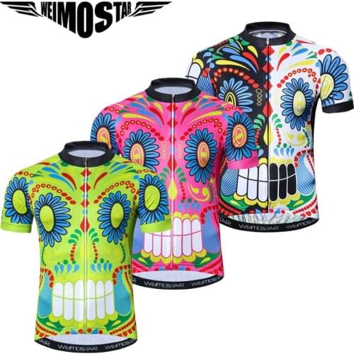 WEIMOSTAR Breathable Skull Cycling Jersey Top Summer Mtb Cycling Clothing Bicycle Short Maillot Ciclismo Sportwear Bike Clothing