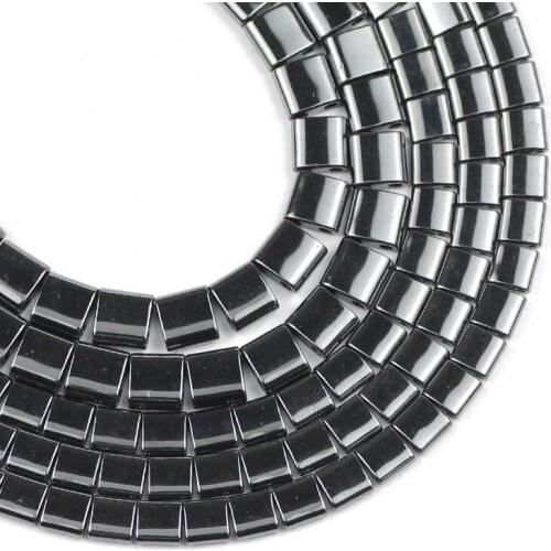 YHBZRET Square Double Hole Black Hematite Natural Stone Beads 5/6mm Loose Spacer Beads For Jewelry Making DIY Bracelet wholesale