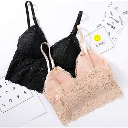 New Ladies Big Size 3/4 Cup Lace Push Up Bra Black Bralette Deep V Womens Bras Underwear Lace Large Size