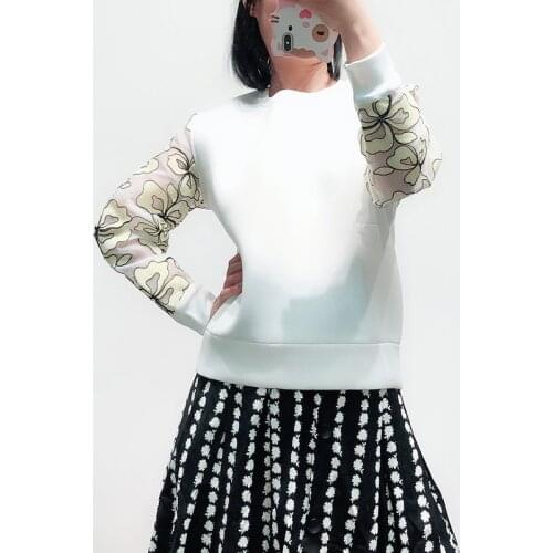 Patads French fashion sweet hollow pattern round neck long sleeve sweater spring and summer versatile womens wear e19timothe