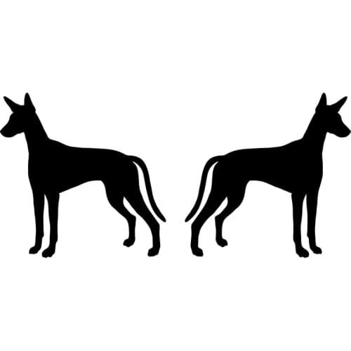 Interesting Cartoon 1Pair Ibizan Hound Dog (Left Right) Bumper Car Sticker Personality Animal Vinyl Decals Black/white,13cm*6cm