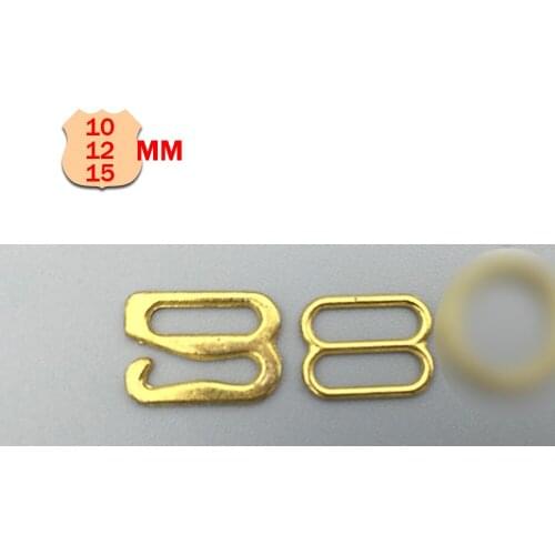 12pcs pack BRA SLIDES or HOOKS zinc alloy lingerie adjustment buckle 3sizes 10 12 15mm gold color