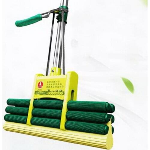 140207/Squeeze household glue cotton mops/Carbon steel rods/Humanized handle design/Absorbent sponge mop