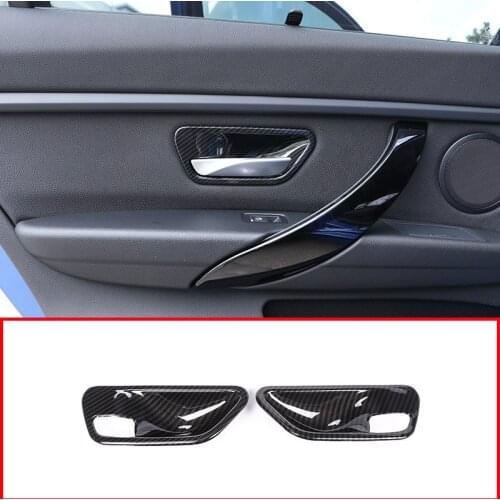 2pcs Carbon Fiber ABS Plasti Interior Door Handle Bowl Cover Trim For BMW 3 4 Series f30 f32 f35 316i 318i 320li 2013-2018