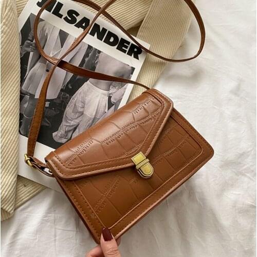 2021 High Quality Pu Leather Female Shoulder Bag Fashion Stone Prints Ladies Crossbody Bag Square Small Handbags For Women