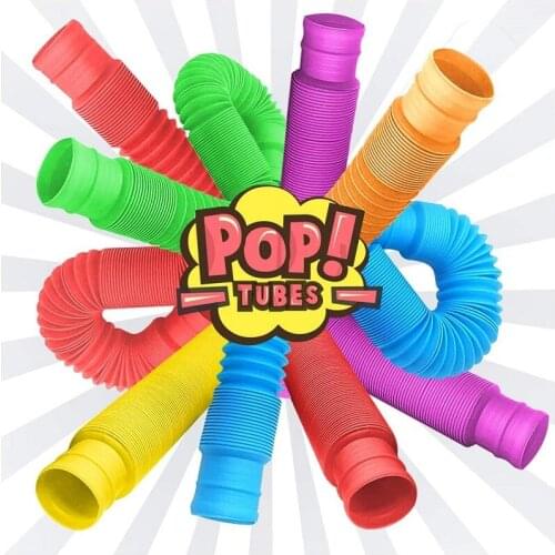 4PCS Mini Pop Tubes Sensory Toy for Adult Fidget Stress Relieve Toys MIX Color Autism Anti Stress Plastic Bellows Squeeze Toy