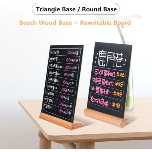 A6 DIY L-Shaped Wood Base Table Sign Holder Stand Restaurants Tabletop Chalkboard Menu Sign Price Listing Board Display Stand