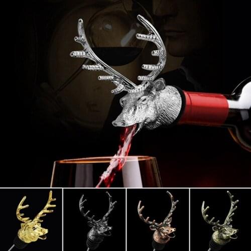 Stainless Pourer Decanter Steel Deer Head Wine Bottle Stoppers Pourer Wine Aerators Bar Tool Accessories Birthday Party Gifts