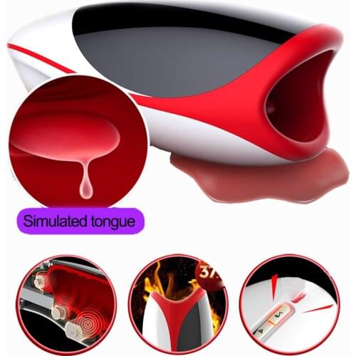 Desire Red Lips Intelligent Heating Screaming Male Masturbators G-spot Stimulate Licking Oral Tease Deep Throat Sex Machine
