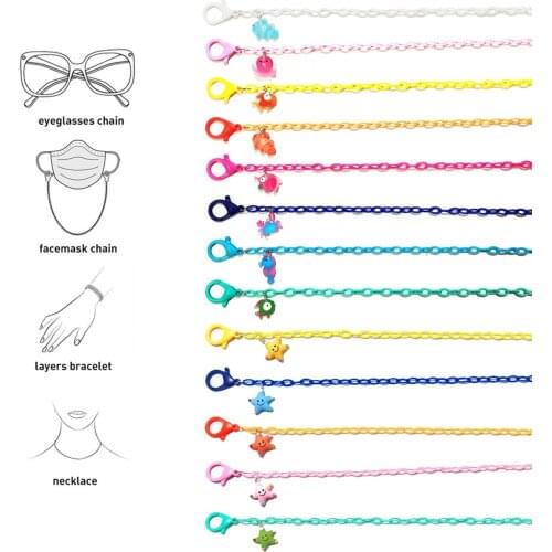 Childrens Glasses Chain Anti-lost Acrylic Mask Lanyard Cartoon Fish Starfish Charm Ocean Style Sunglass Holder Strap Neck Rope