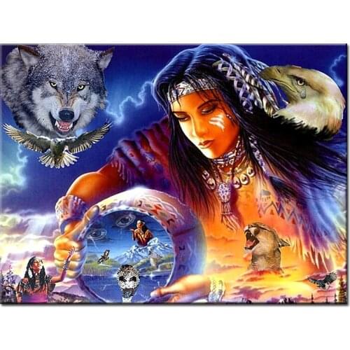 Diy 5D Diamond Painting Cross Stitch Kits Witch Animal Crystal Full Square Round Diamond Embroidery Wolf Mosaic Home Decoration