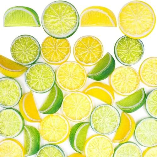 10 Pcs Artificial Fruit Simulation Lemon Slices Christmas Fruit Ornament Kitchen Wedding Fake Lemon Decoration Supplies