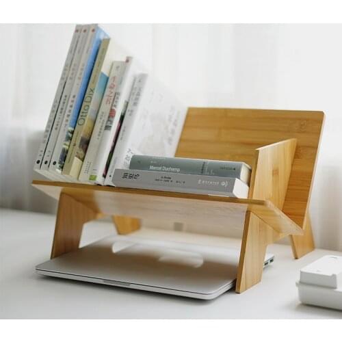 Creative bamboo stitching assemble office desktop organizer bookshelf school supplies bamboo wood storage holder