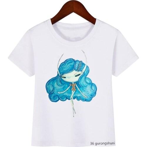 A Tiny Cute Forest God Cartoon Pattern T Shirts Kawaii Kids T-shirt Funny Anime Girl Tops Summer New T Shirt Children Clothing