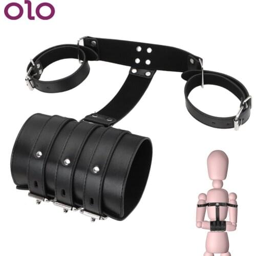 OLO Arms Behind Back Binder Bondage Adjustable PU Leather Wrist Cuffs Handcuffs Restraints Sex Toys For Couples Adult Games